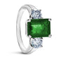 EMERALD & BRILLIANT  CUT TRIO RING