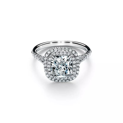 DOUBLE HALO CUSHION CUT RING